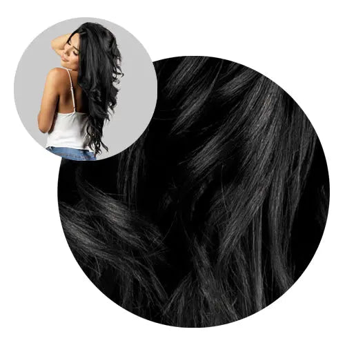 20" Classic Jet Black Clip-In Extensions (180g) nobasicbeauty